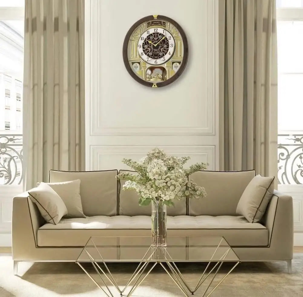 Melodies In Motion Wall Clock Golden Chandelier Decor