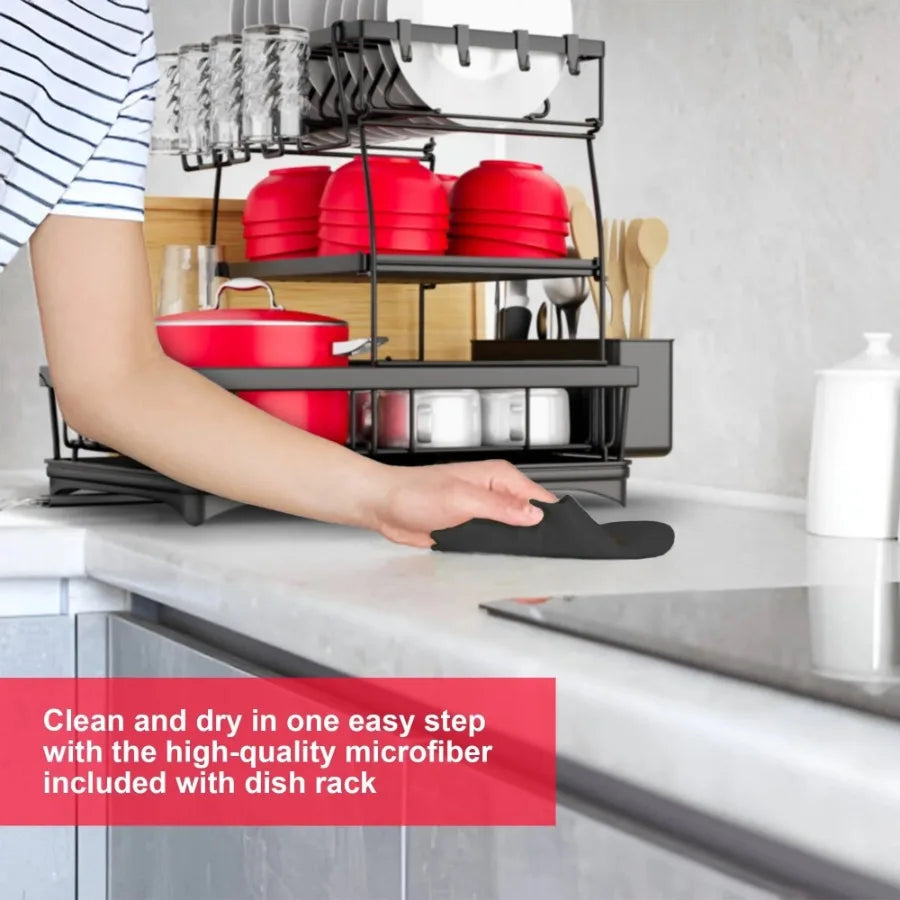3 Tier Dish Drying Rack Over Sink Stainless Steel Drainage