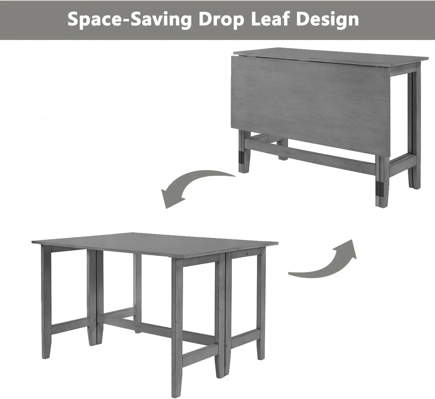 Farmhouse Drop Leaf Folding Dining Table Extendable For 4