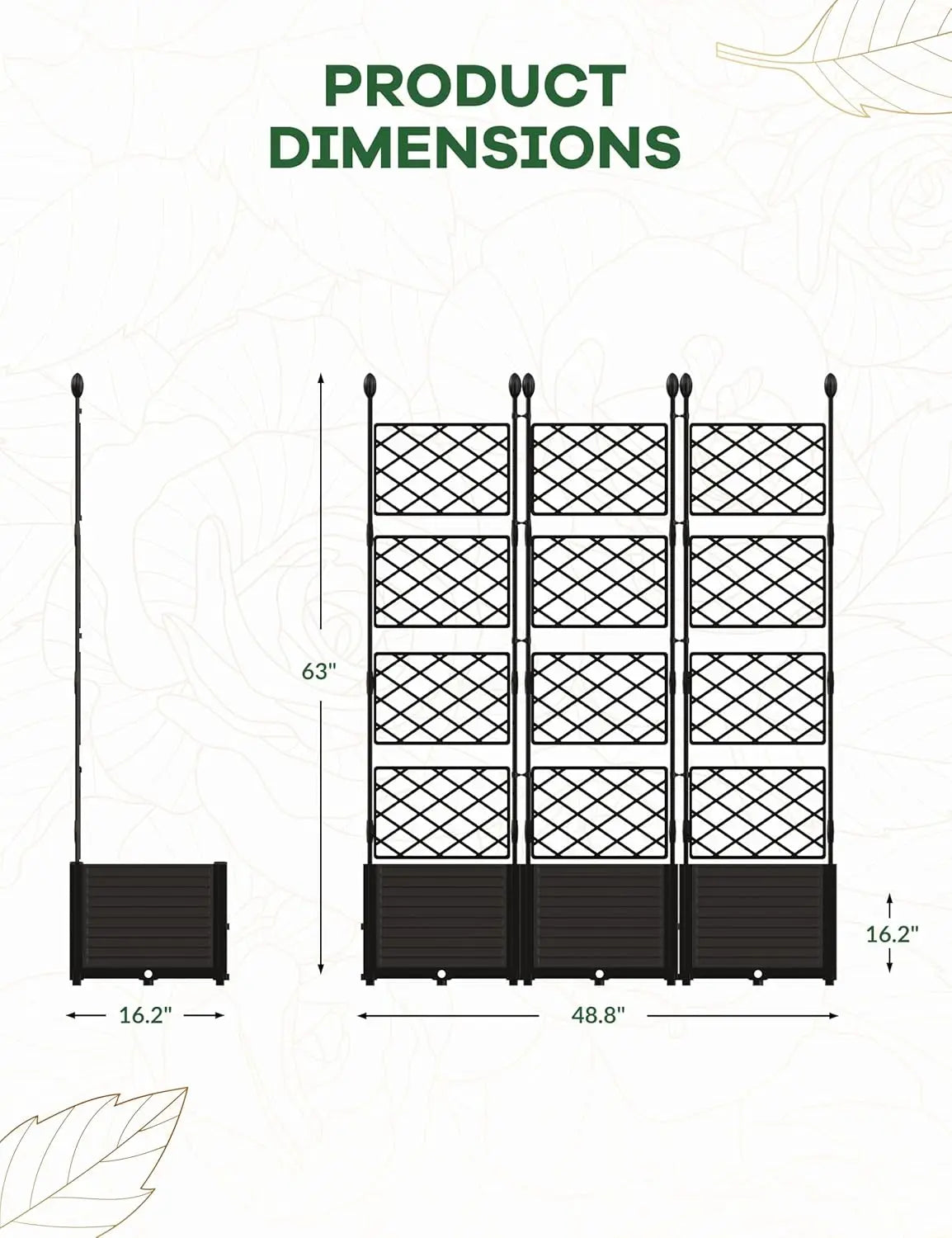 Plastic Plant Box with Metal Trellis for Outdoor Privacy