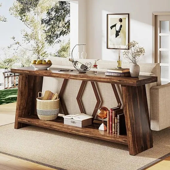70.86 Inch Long Sofa Table For Living Room With Storage