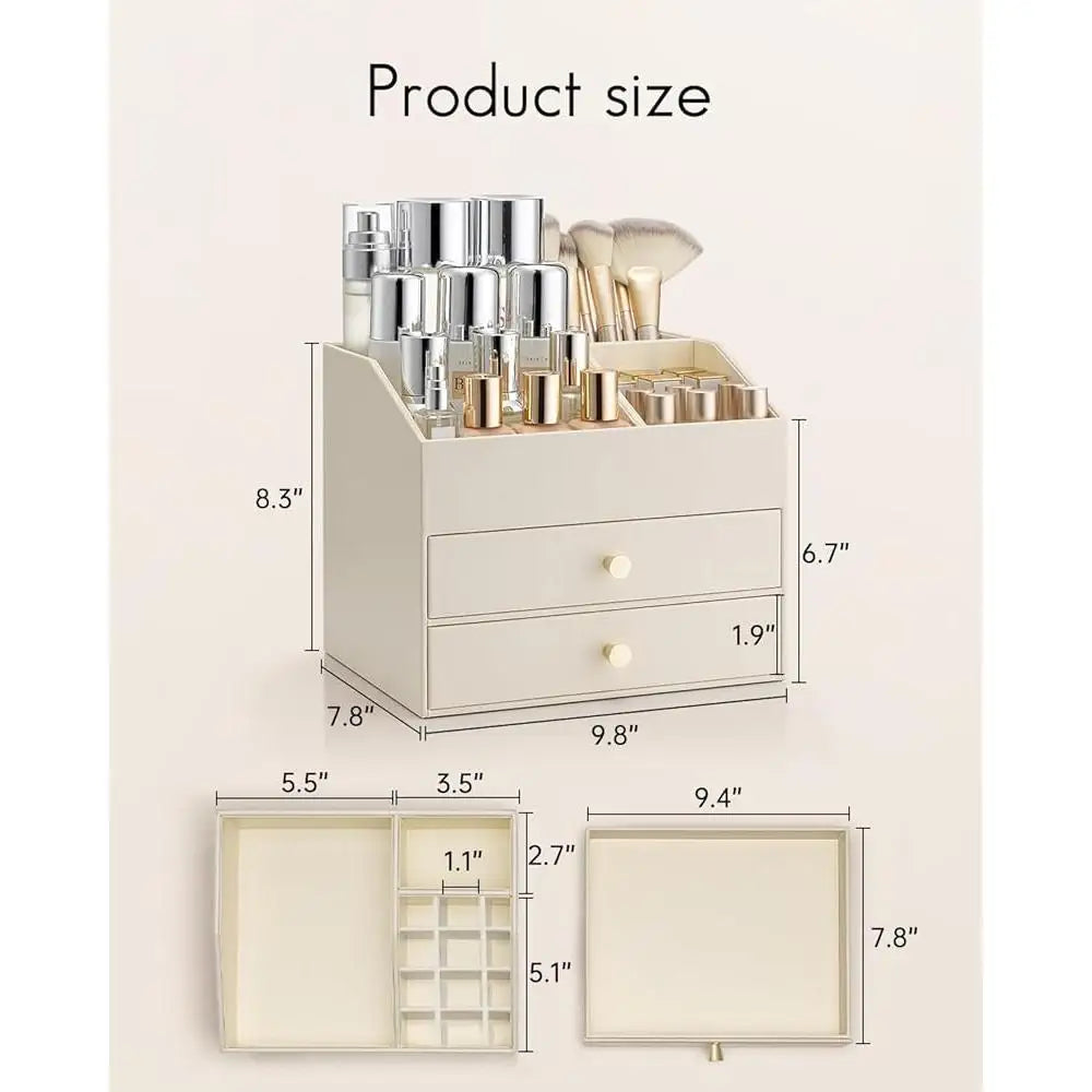 Capacity PU Leather Makeup Organizer With Lipstick Holder