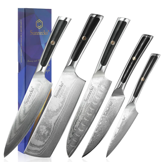 Sunnecko Damascus Chef Knife Set VG10 73 Layer Blades