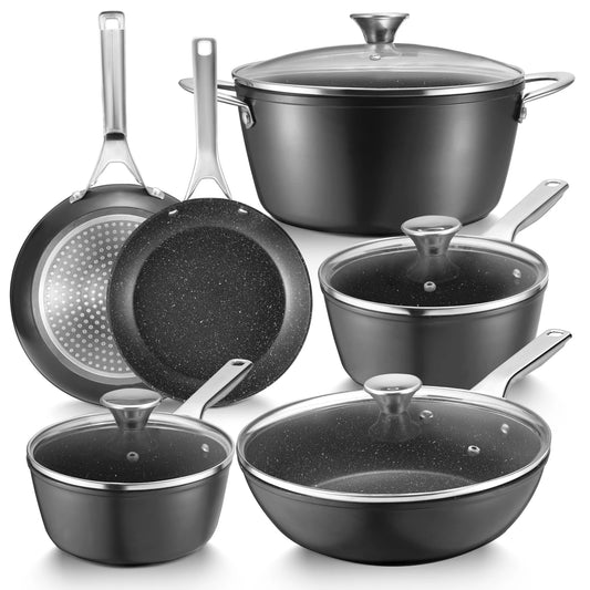 BEZIA 10 Piece Induction Cookware Nonstick Pots And Pans