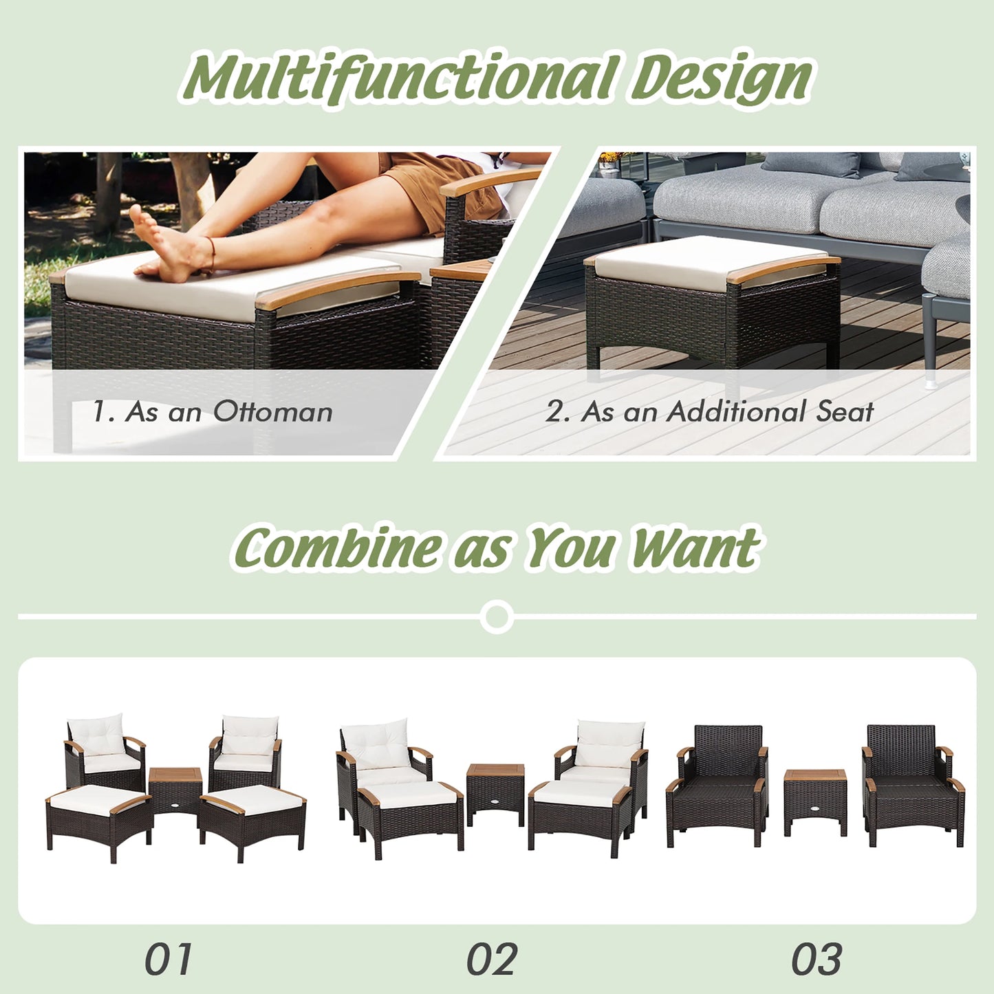 5 Piece Patio Rattan Furniture Set for Ultimate Outdoor Comfort