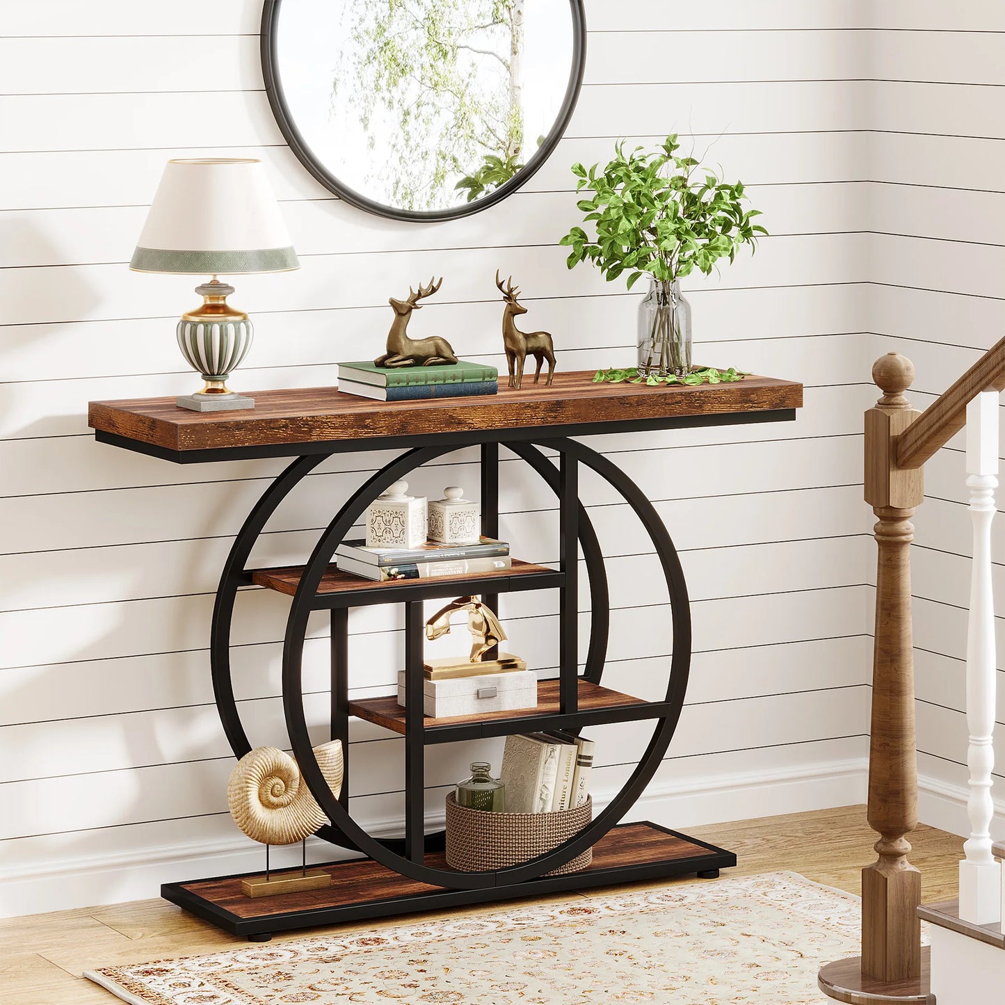 Tribesigns 4-Tier Industrial Console Table For Entryway Living Room Foyer Hallway