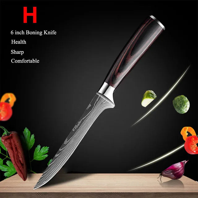 Ruiguan Damascus Chef Knife Set Santoku Kitchen Knives