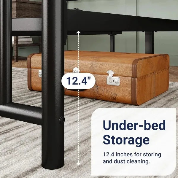 Queen Size Bed Frame with Storage Easy Assembly and Noise Free