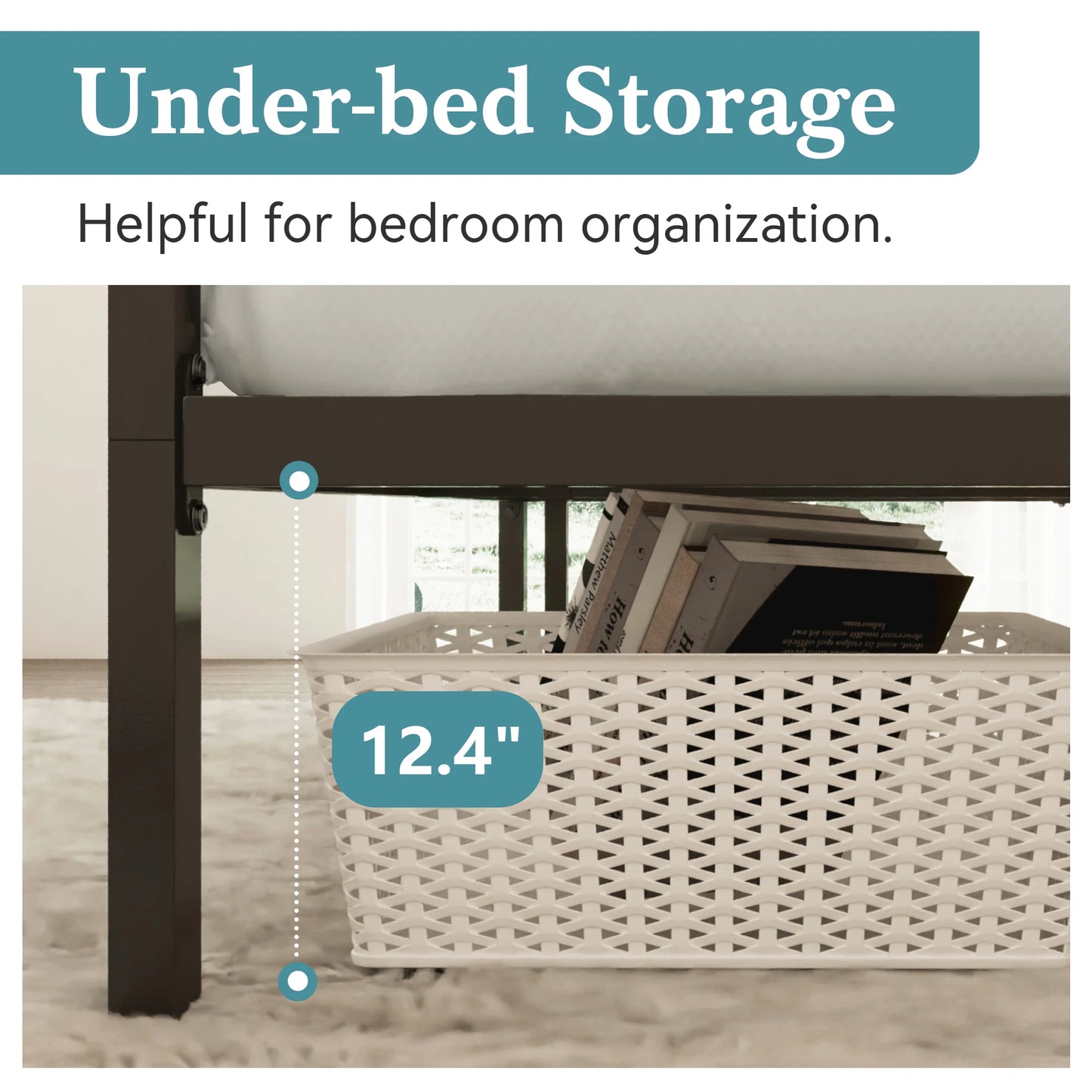 Hoomic Canopy Bed Frame Enhanced 4 Poster No Box Spring