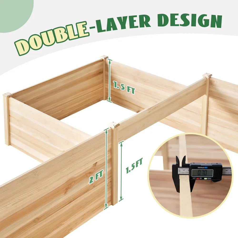 Jocisland H-Shaped Raised Garden Bed for Easy Planting