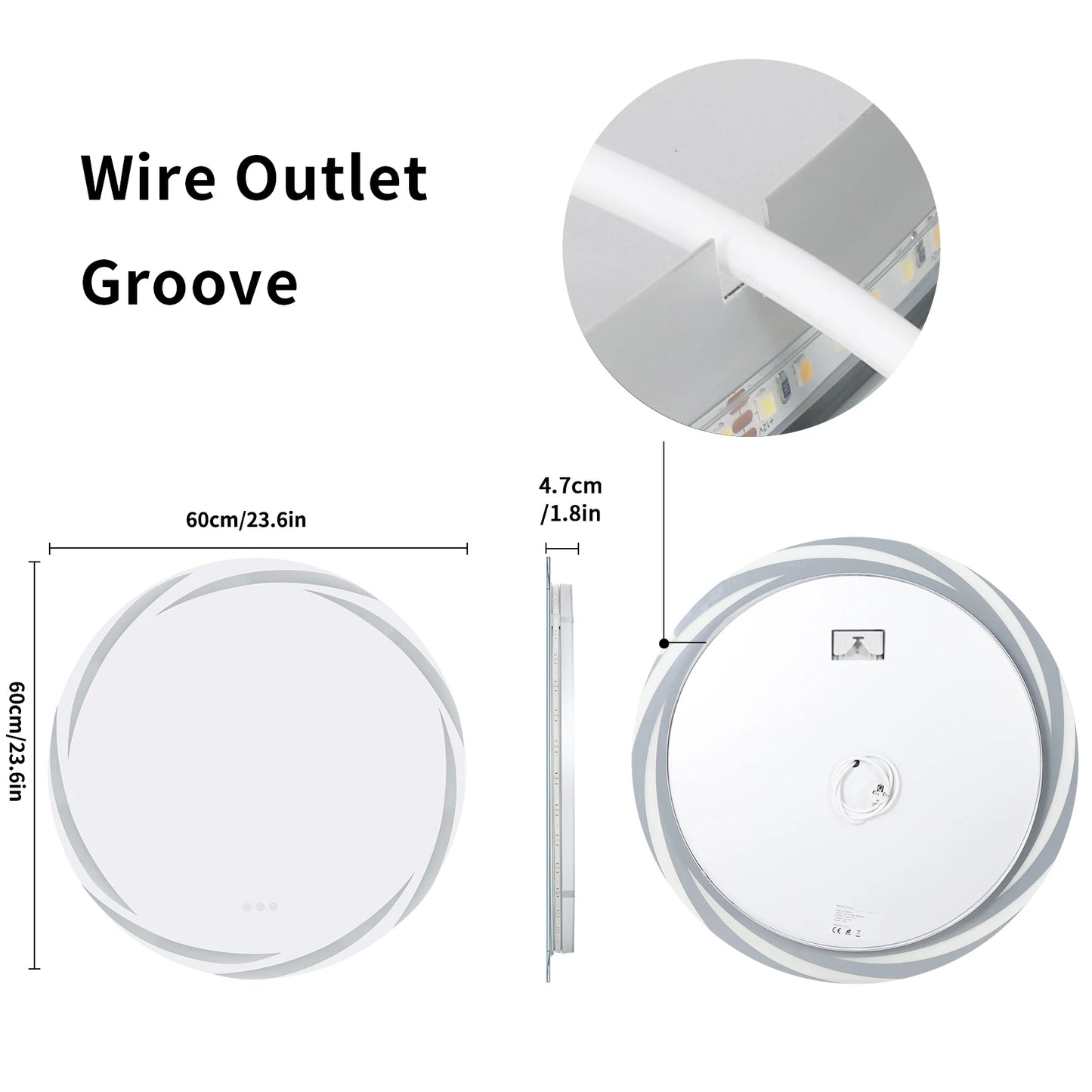 Anti Fog LED Bathroom Mirror with Adjustable Backlight