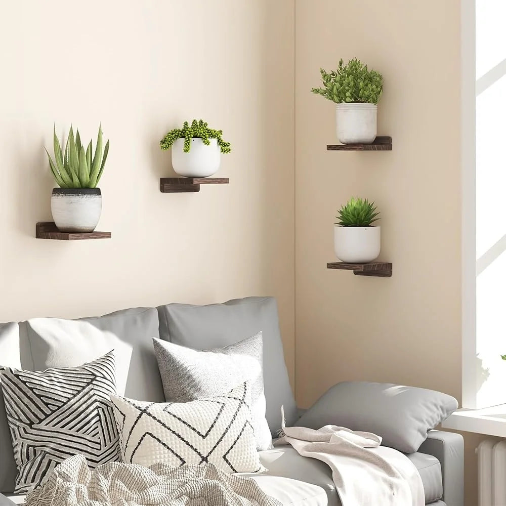 Small Floating Wall Shelves Set Of 4 Rustic Wood Storage