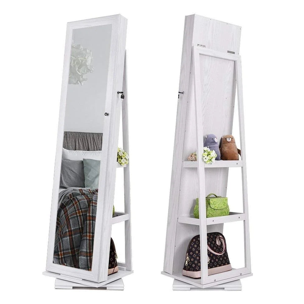 Degree Rotatable Jewelry Armoire With Full Length Mirror