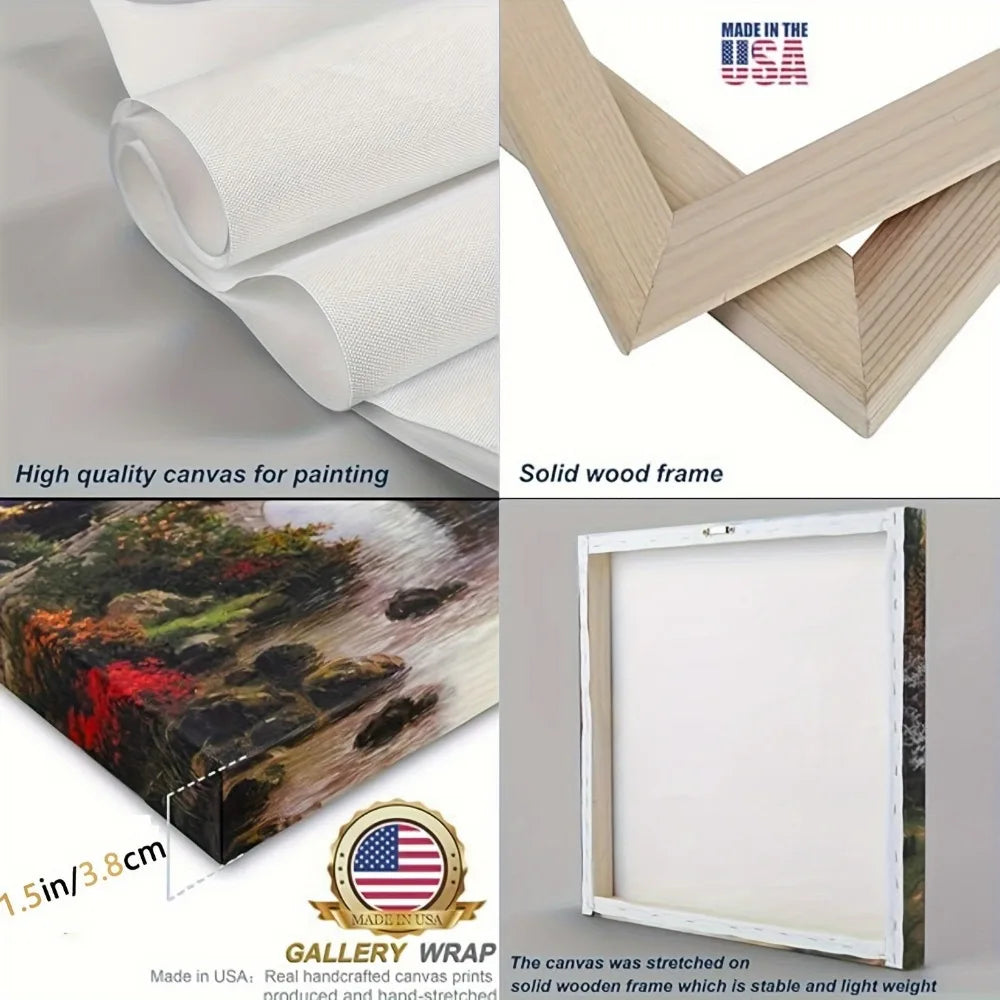 1.5 Inch Pine Solid Wood Frame Forest Mural Mist Landscape