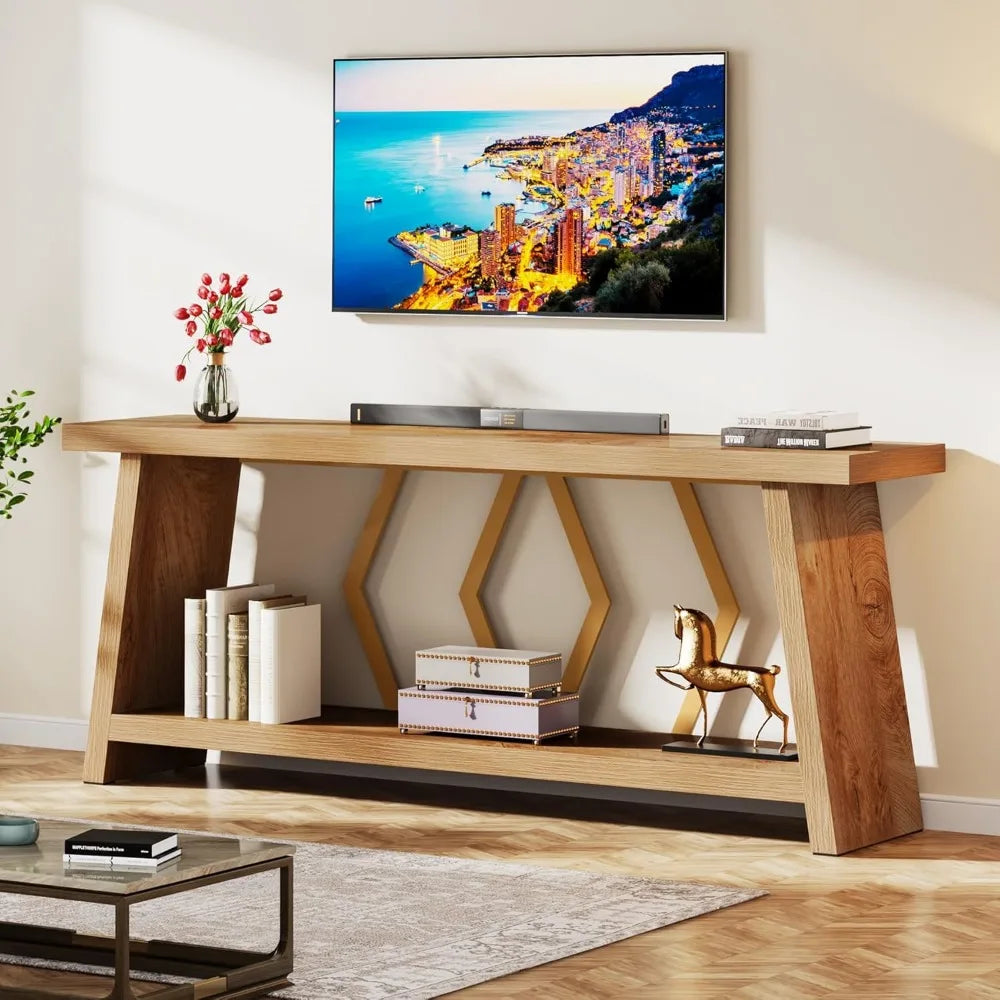 70.86 Inch Long Sofa Table For Living Room With Storage