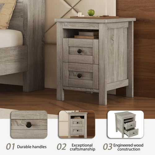 Antique Gray 3-Piece Bedroom Set with Storage Headboard