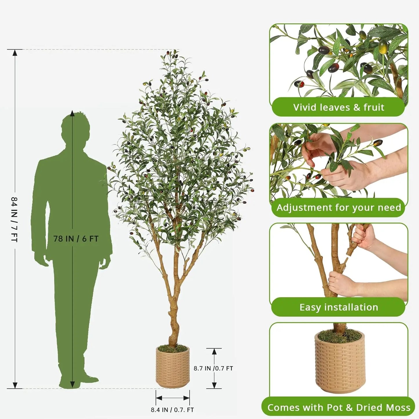 HiMIS Olive Trees Artificial Indoor Decor For Home Office