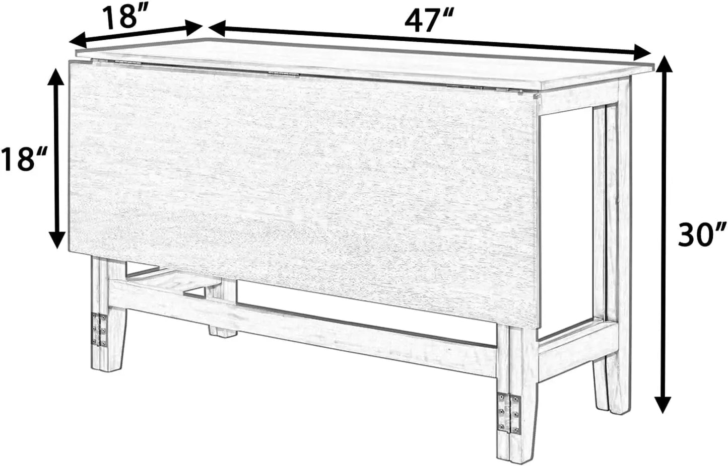 Farmhouse Drop Leaf Folding Dining Table Extendable For 4
