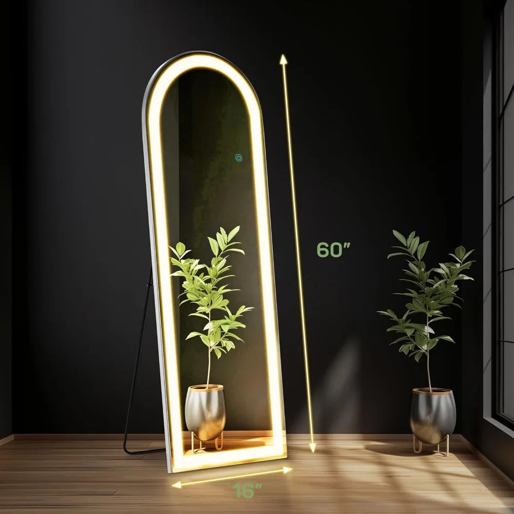16x60 Inch Full Length Arched Tri Color LED Mirror