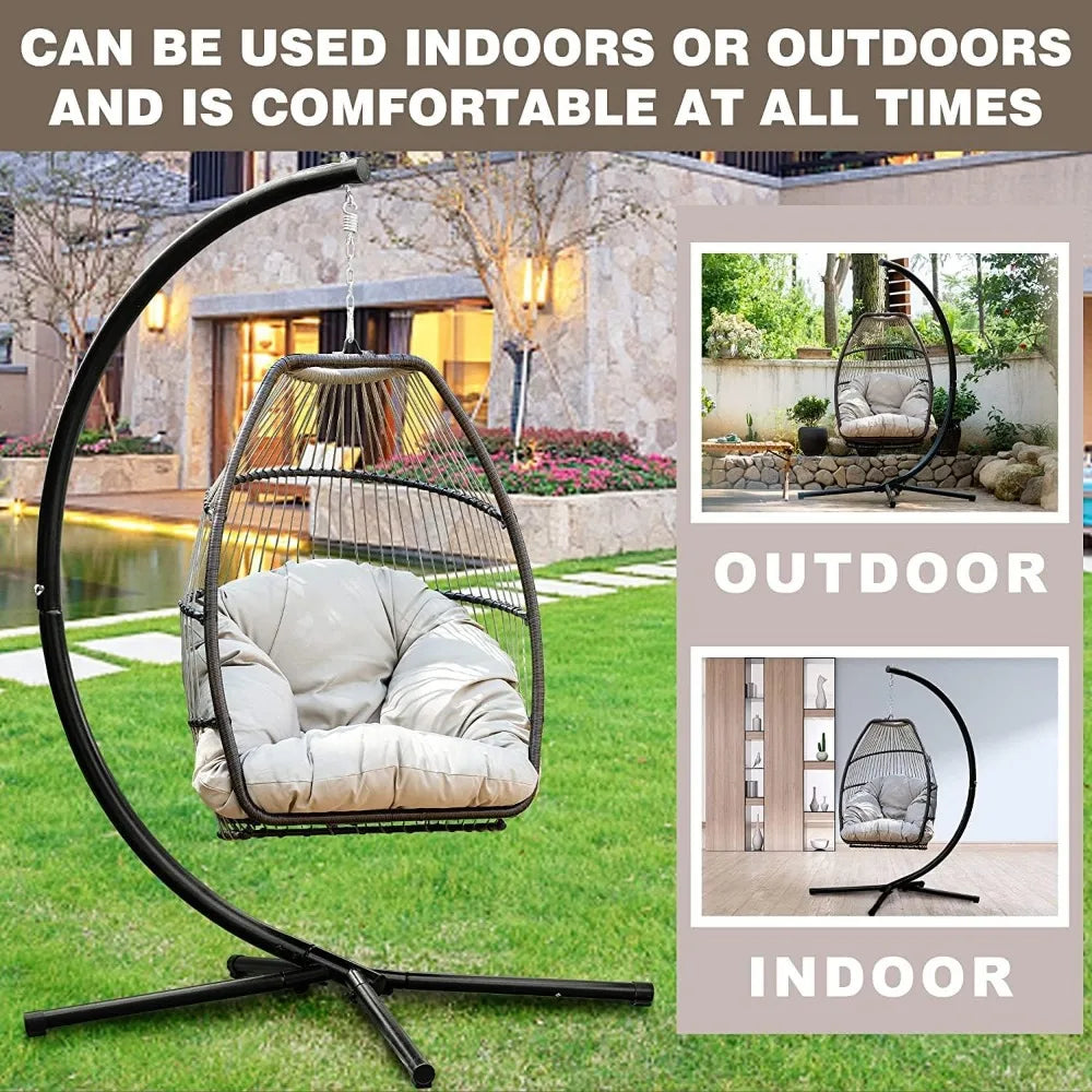 Outdoor Egg Swing Chair with Stand for Relaxation