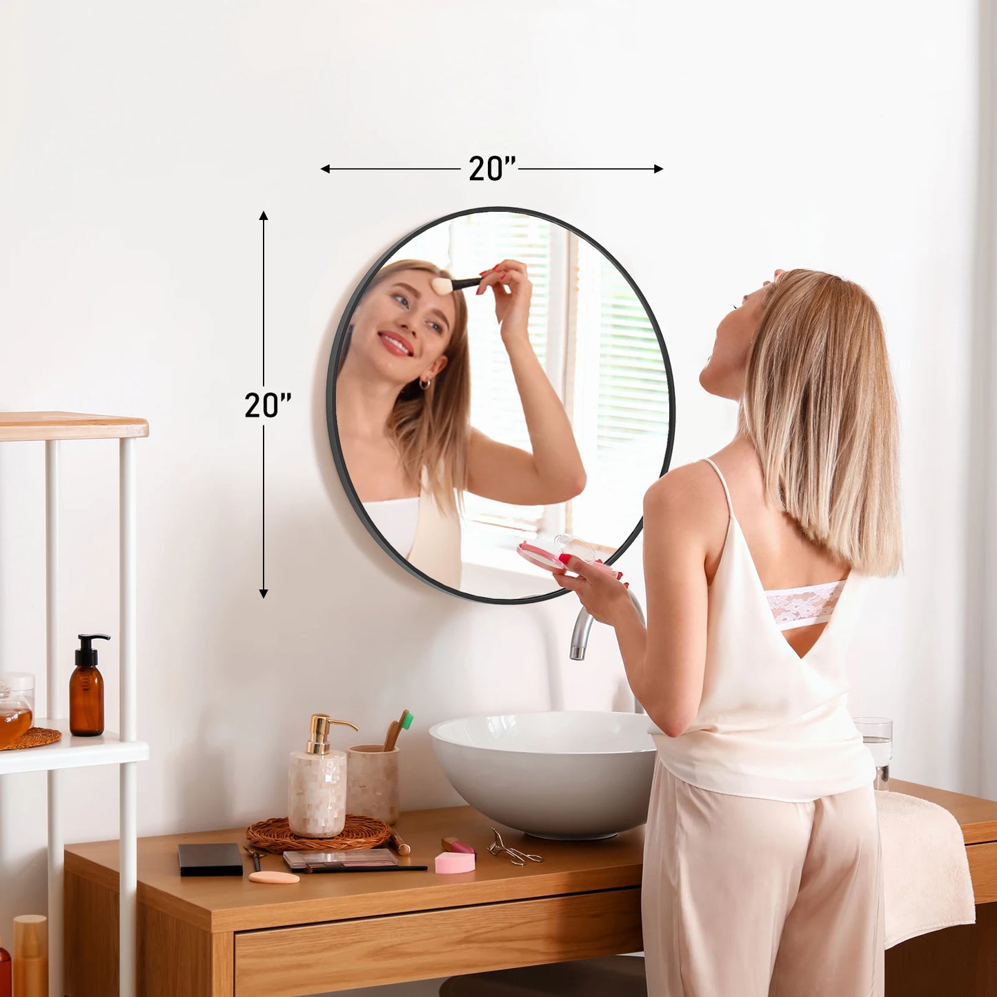 Large Gold Round Mirror for Wall with Modern Style and Shatterproof Glass