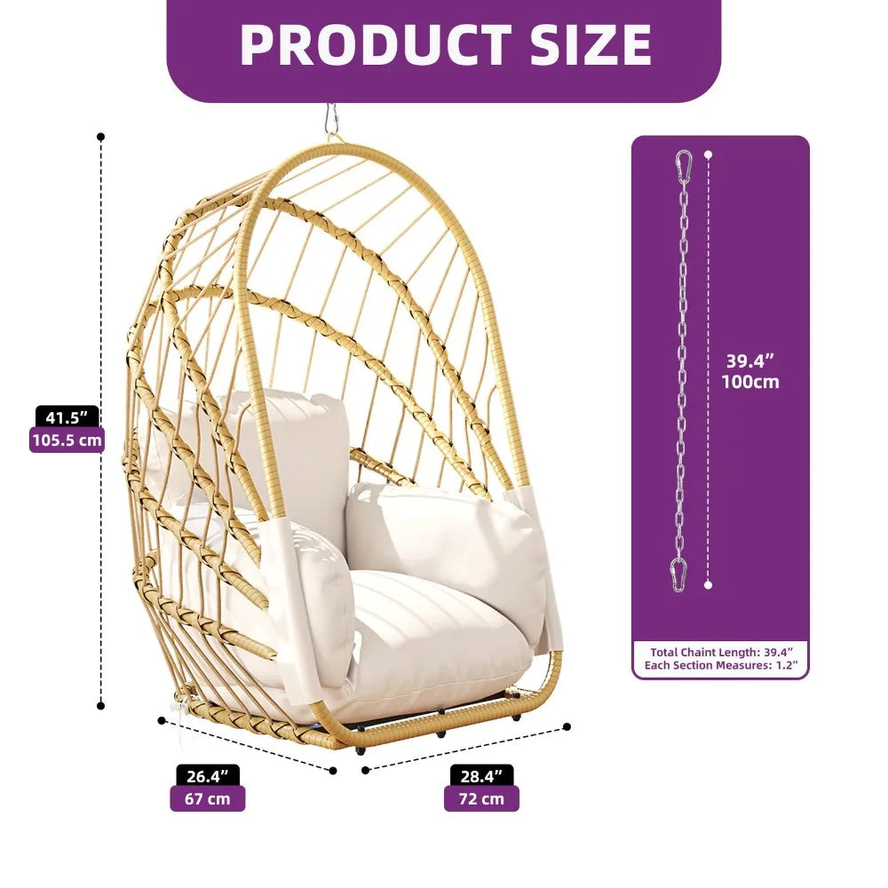 Hanging Rattan Wicker Egg Chair Swing For Indoor Outdoor