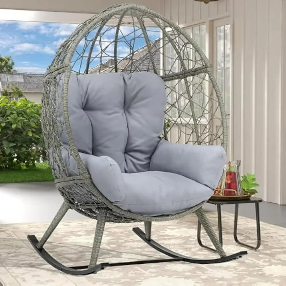 Wicker Rocking Egg Chair Rattan Lounger Patio Garden Indoor