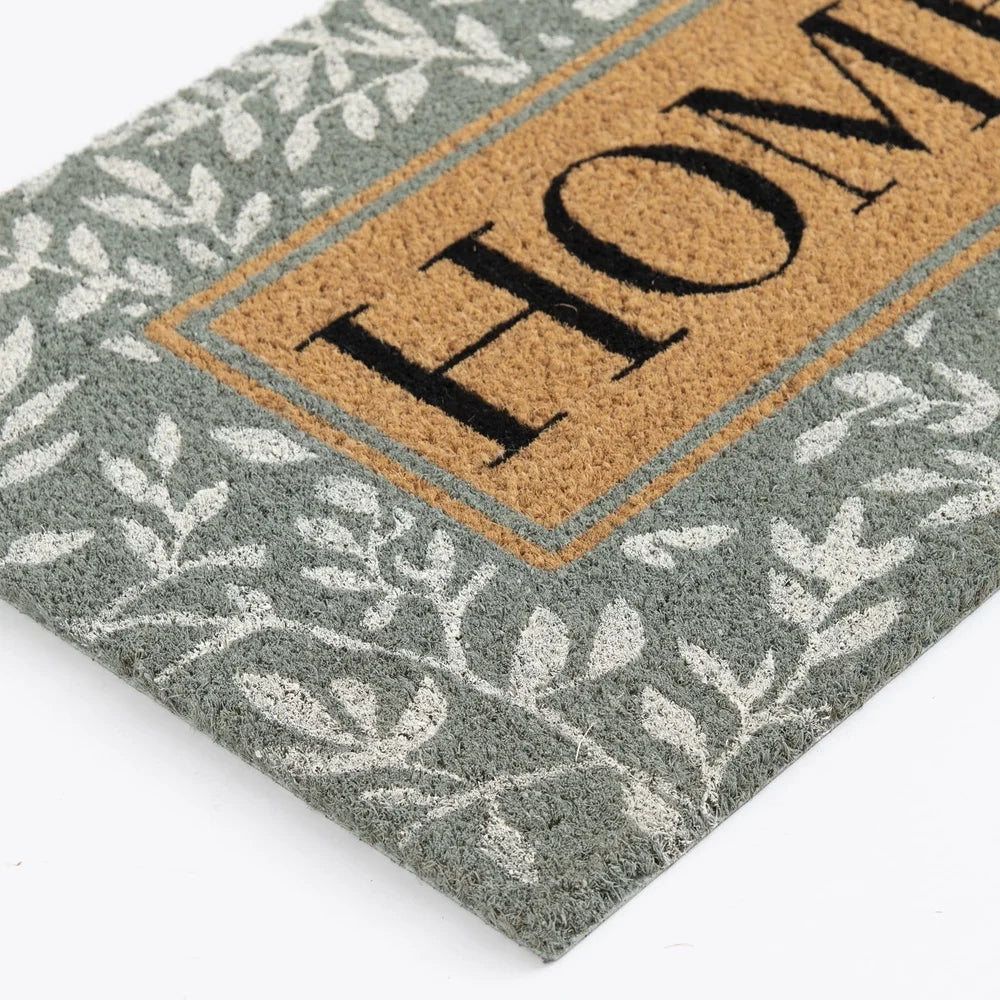 Natural Coconut Coir Mat 18x30 Floral Design Rubber Backing