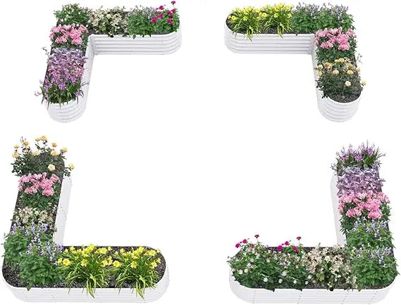 Anleolife 2 Pack L Shaped Galvanized Raised Garden Beds
