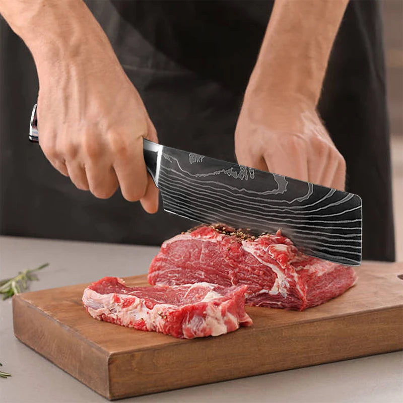 Ruiguan Damascus Chef Knife Set Santoku Kitchen Knives