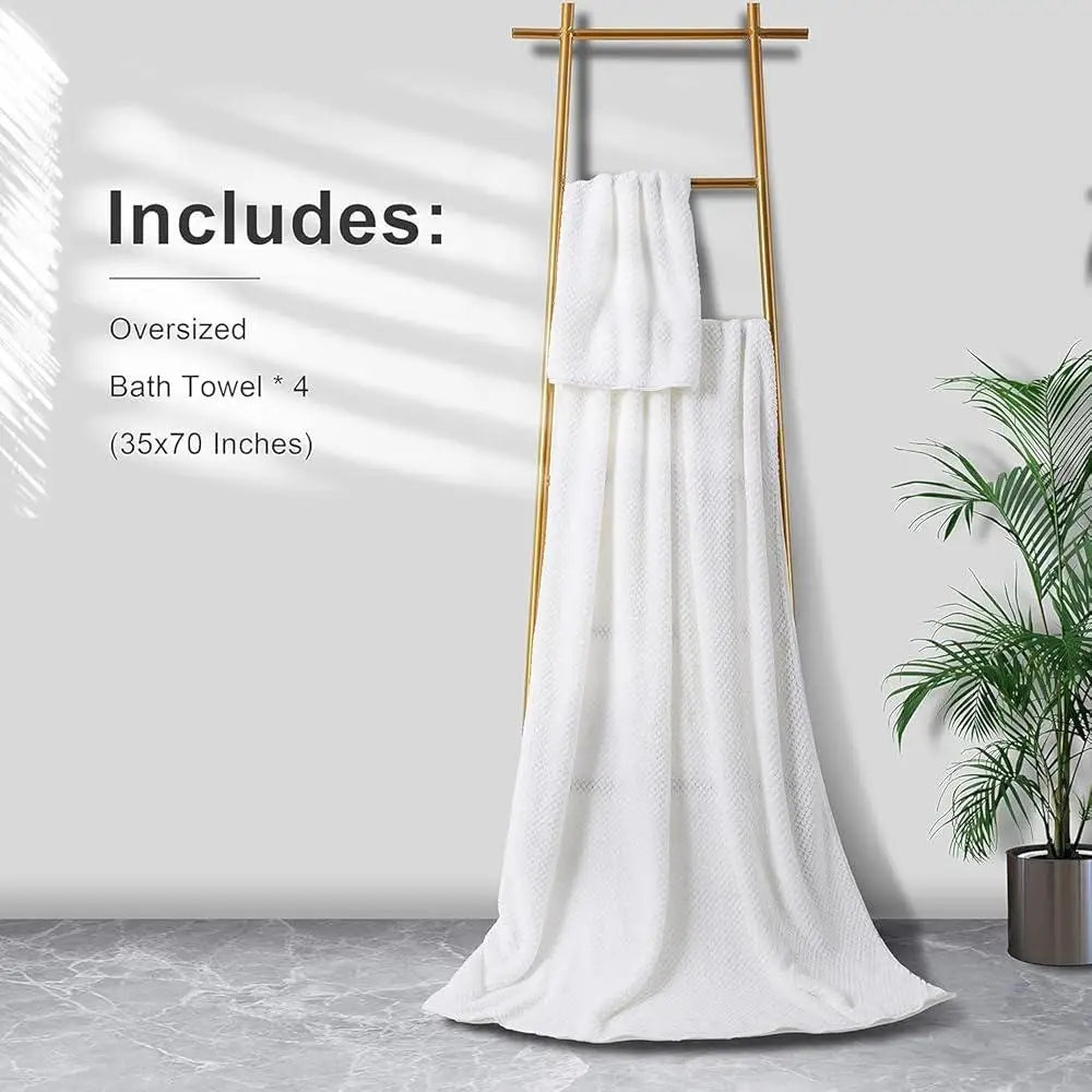 Extra Large Microfiber Bath Towel Set 4 Pieces Quick Dry