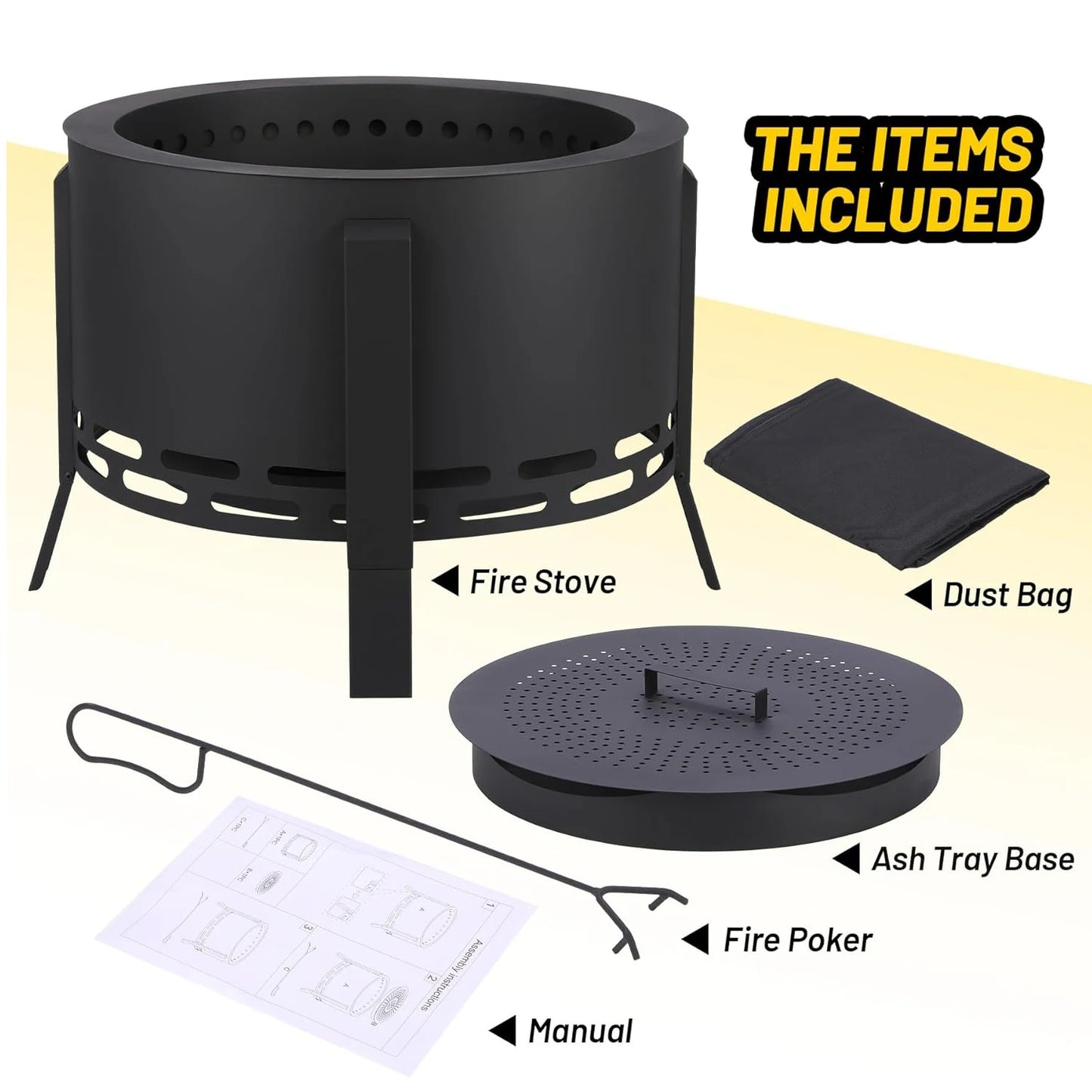 HiMISS Smokeless Firepit Outdoor Low Smoke Folding Feet
