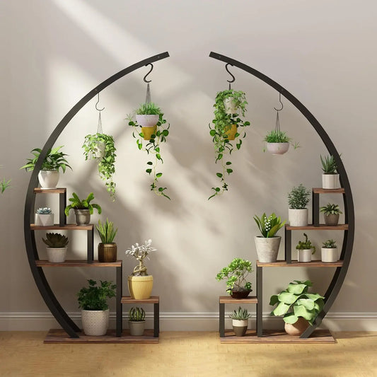 5-Tier Metal Plant Stand Set for Indoor Garden
