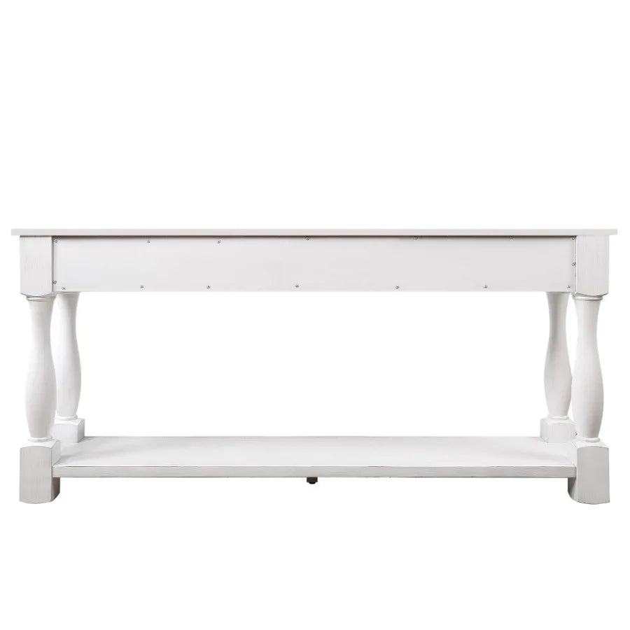 63 Inch Wood Console Table With 3 Drawers And Shelf Entryway
