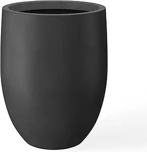 Modern Snow White Concrete Tall Planter with Drainage Hole