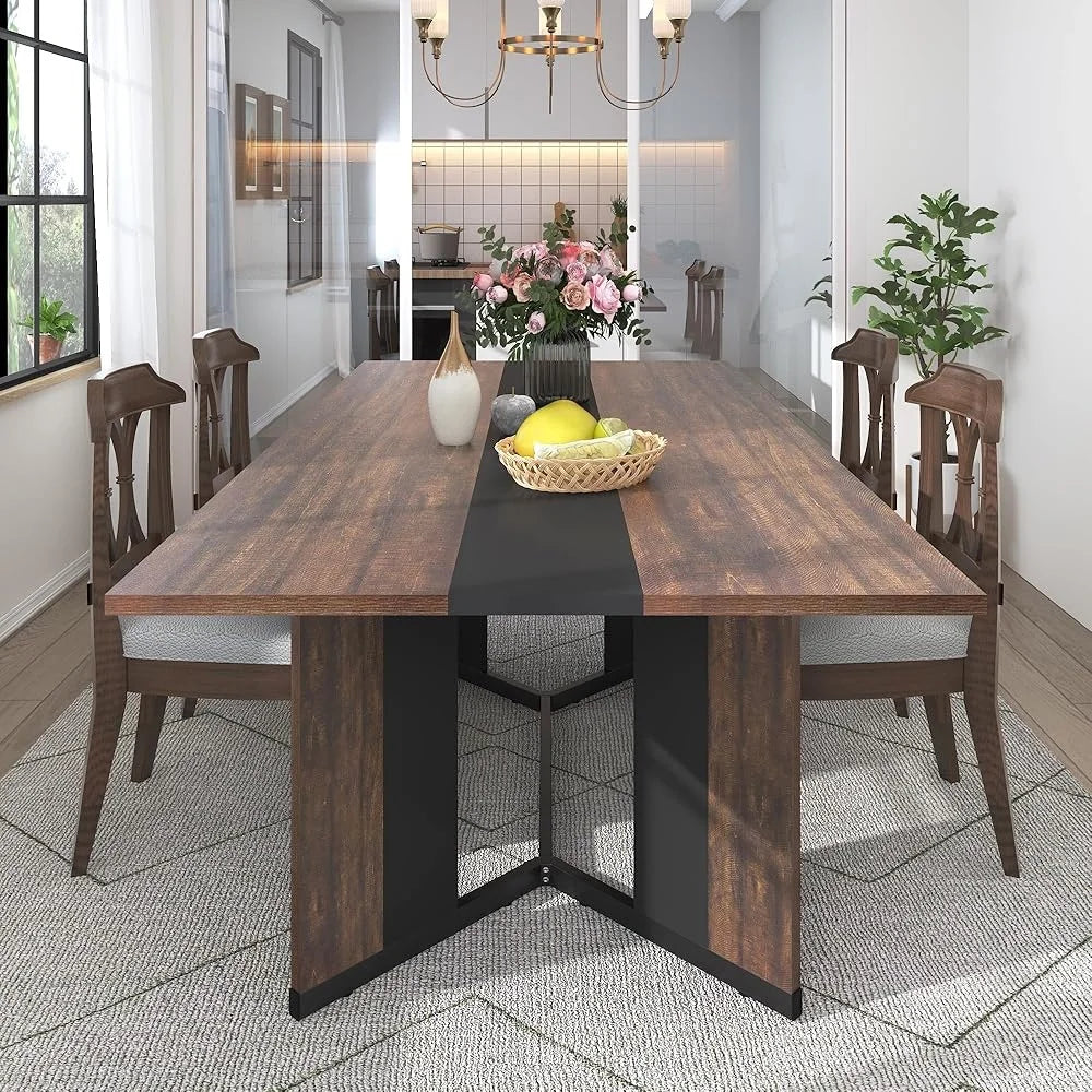 Large Rectangular Waterproof Dining Table 71 Inch Kitchen