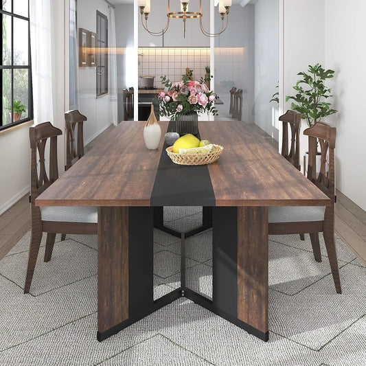 Large Rectangular Waterproof Dining Table 71 Inch Kitchen
