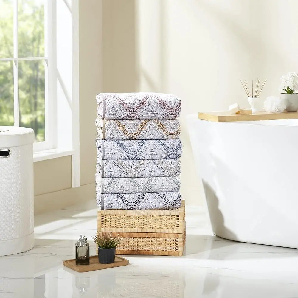 Six Piece Combed Cotton Towel Set Quick Dry Jacquard Towels