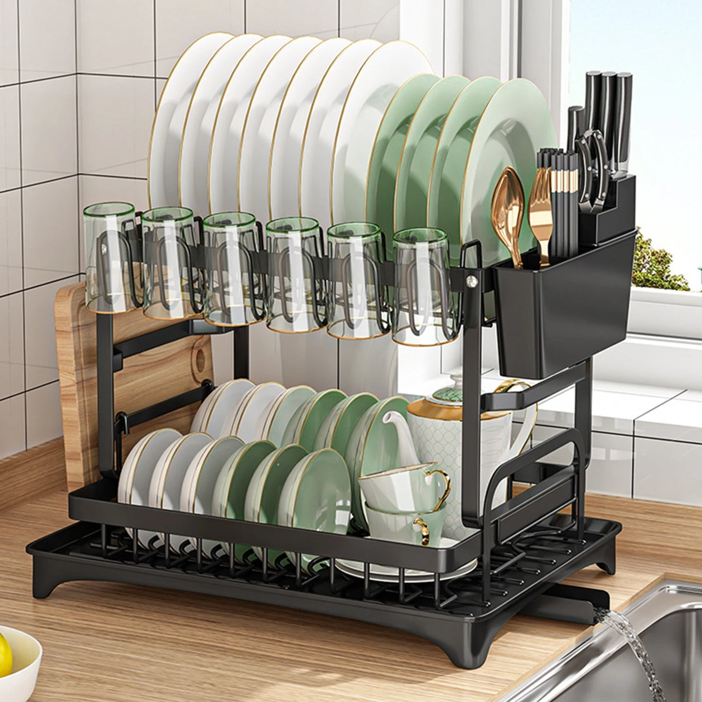 2 Tier Stainless Steel Dish Rack For Kitchen Counter