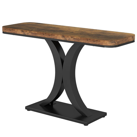 Tribesigns Industrial Console Table Geometric Iron Base
