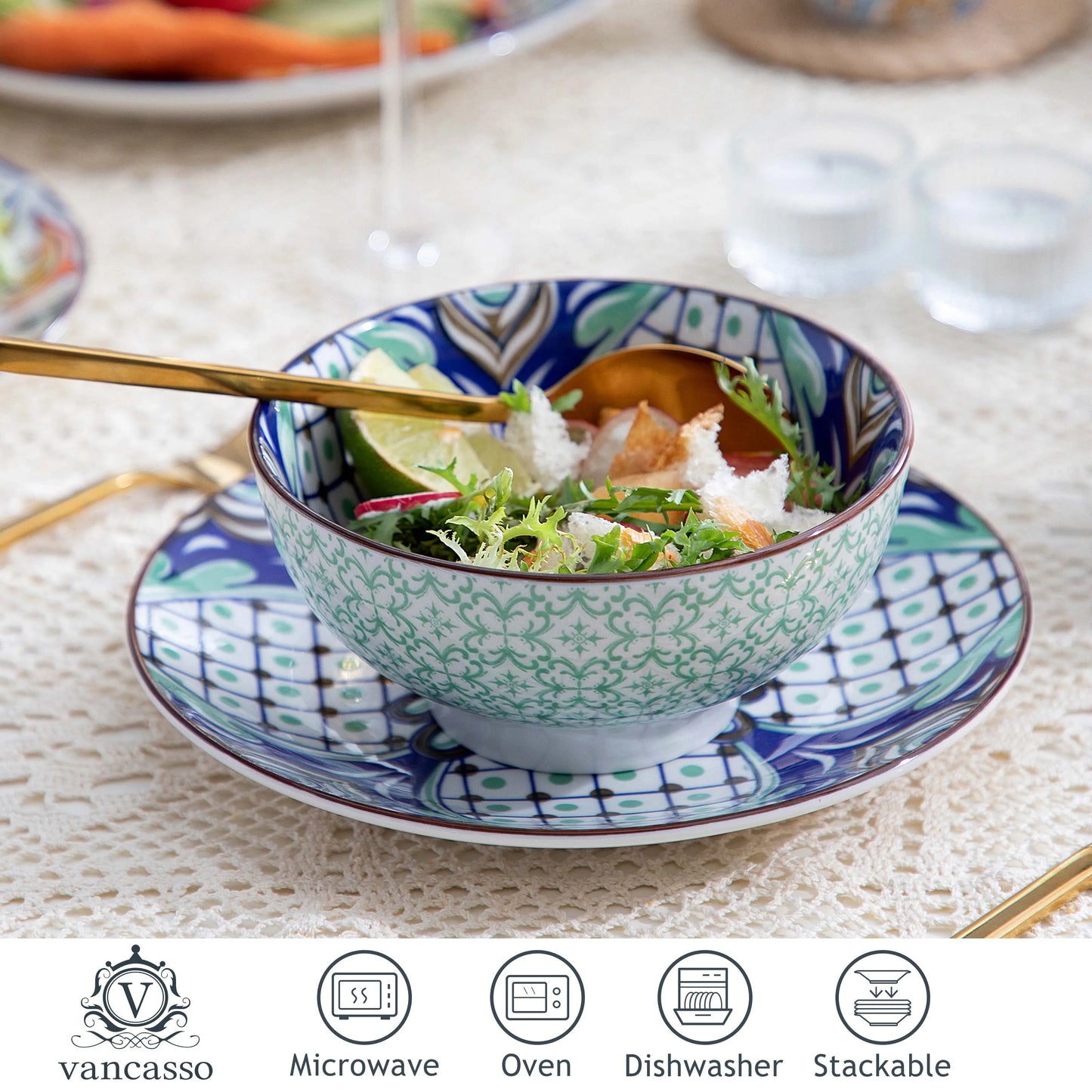 Vancasso Jasmin Pattern Dinnerware Set with Vibrant Colors
