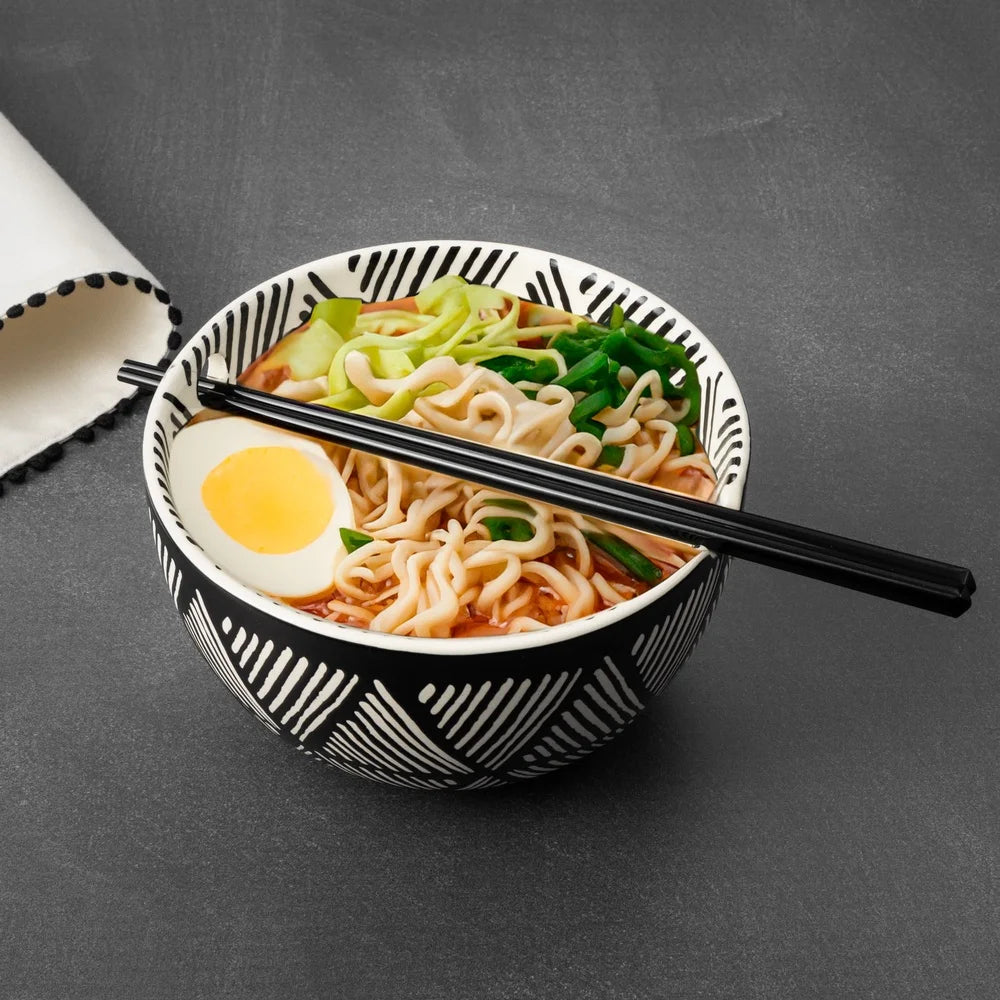 DUTRIEUX 2 Pack Ramen Bowls Set Ceramic With Chopsticks