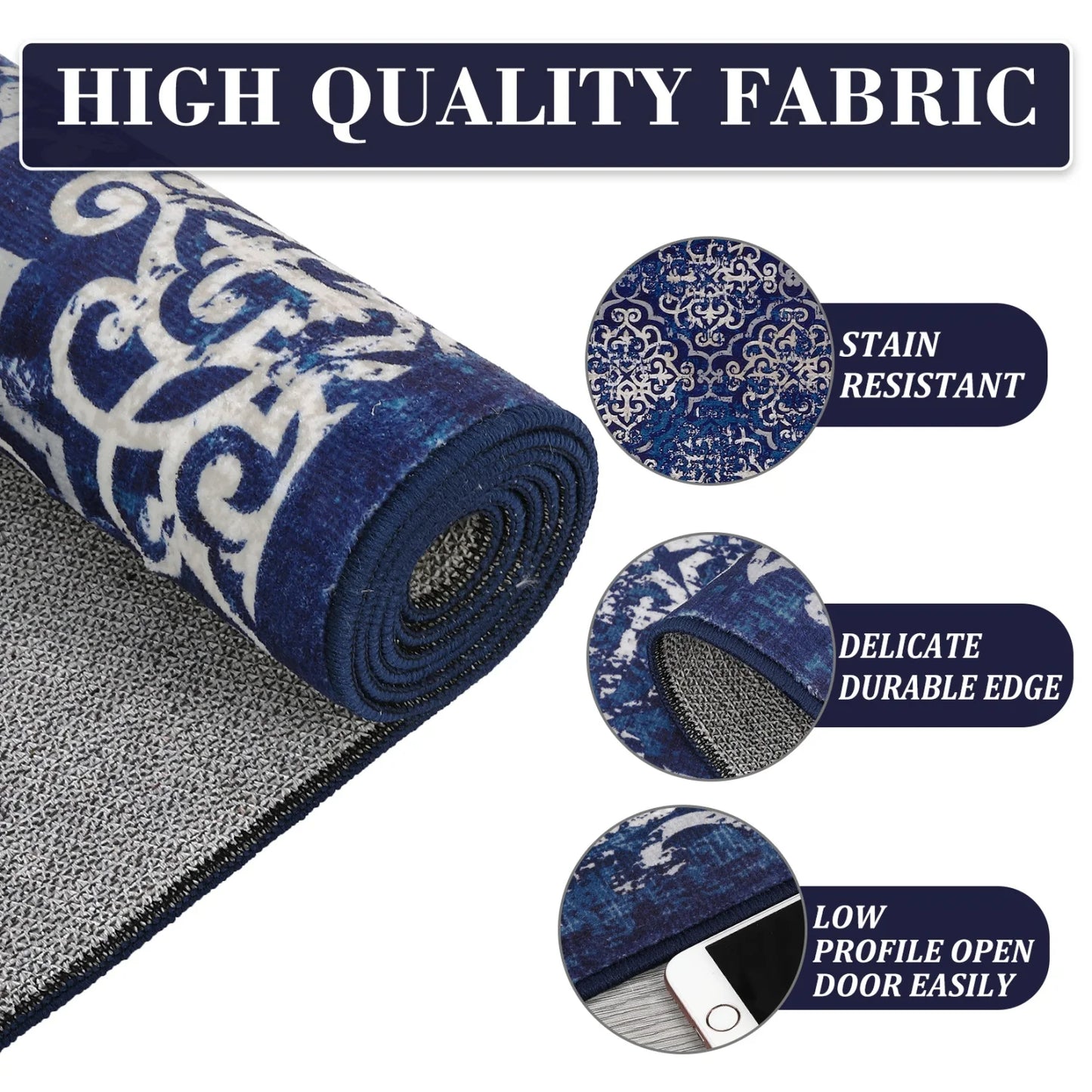 HiMISS Washable Living Room Rug Soft Floral Carpet For Home