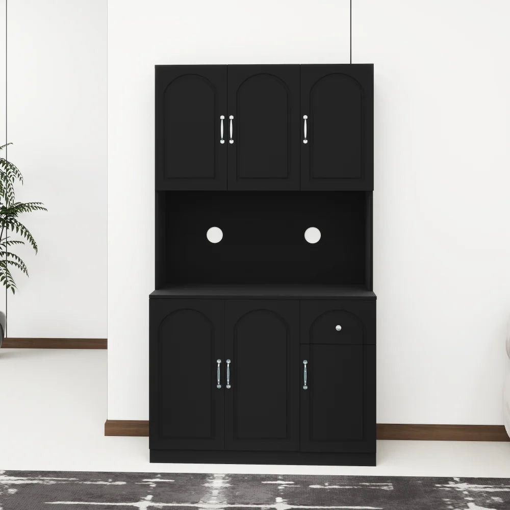 71 Inch Kitchen Pantry Cabinet With Microwave Countertop