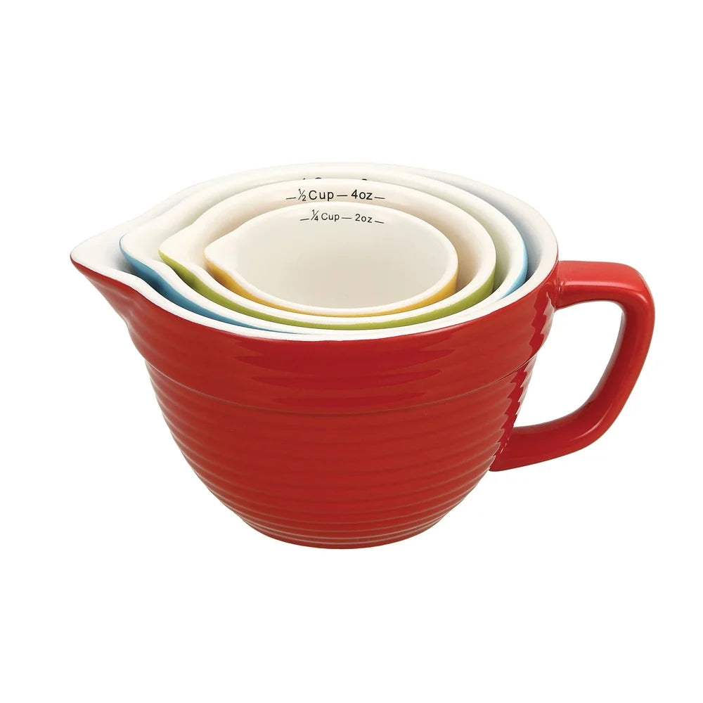 Bowl Shaped Measuring Cups Set Of 4 Stoneware Stackable