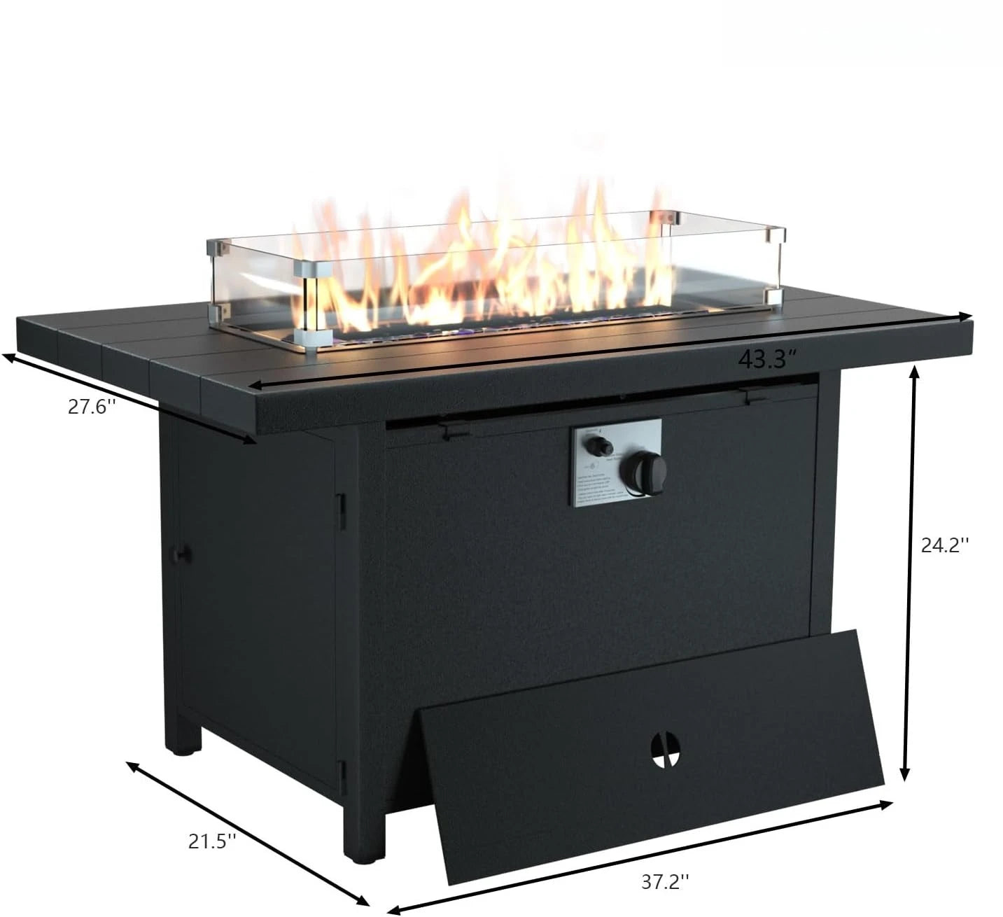 43 Inch Propane Fire Pit Table with Waterproof Cover and High BTU Output