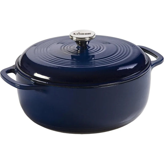 Indigo 6 Quart Enameled Cast Iron Dutch Oven With Lid