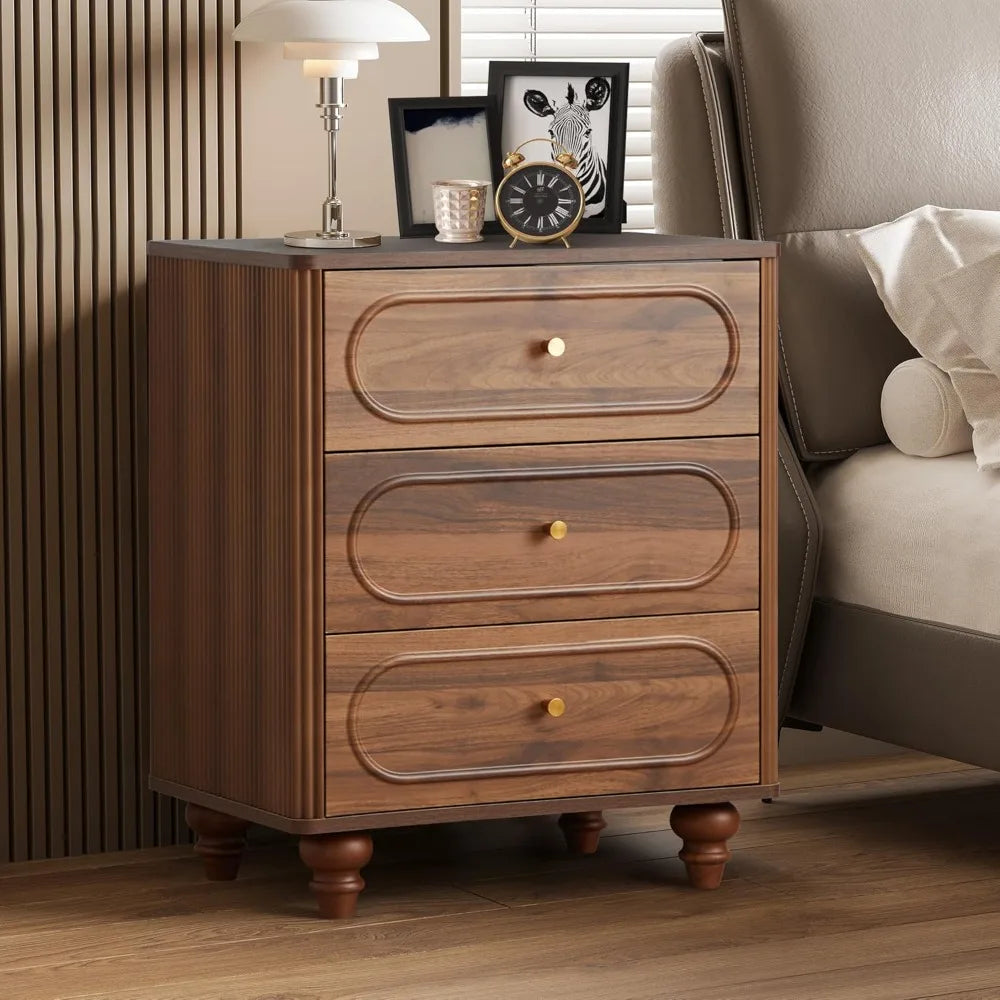Set Of 2 Fluted Walnut Bedroom Dressers Mid Century Modern