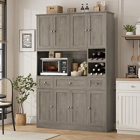 72 Inch Tall Kitchen Pantry Cabinet With Built In Wine Rack
