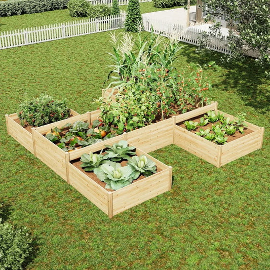 Jocisland H-Shaped Raised Garden Bed for Easy Planting